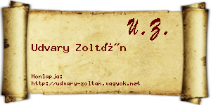 Udvary Zoltán névjegykártya